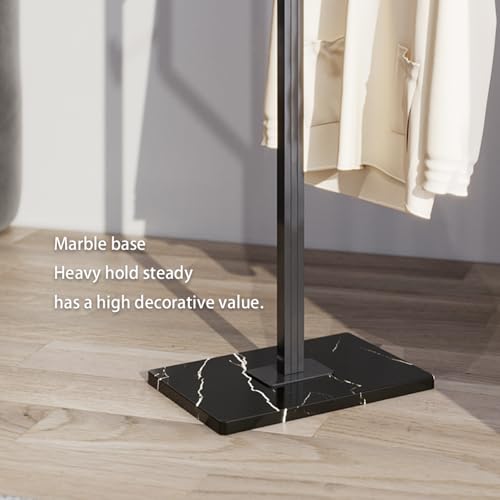 Sturdy Coat rack,Coat tree freestanding heavy duty with Marble Base,Metal standing coat rack for Bedroom,Entrance,Modern clothes hanger stand for Coats,Hats,Bags (black) - style: black-tree hook