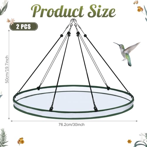 FoldTier 2 Pieces 30 Inch Universal Wild Bird Seed Catcher Hanging Hoop Platform Bird Seed Catcher Tray for Hummingbird Feeders Bee Feeder Outdoor Garden Accessories