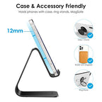 OMOTON Upgraded Aluminum Cell Phone Stand, C1 Durable Cellphone Dock with Protective Pads, Smart Stand Designed for iPhone 17 Air, 16/15/14/13 Pro Max XR XS, iPad mini, Android Phones, Black - color: Black