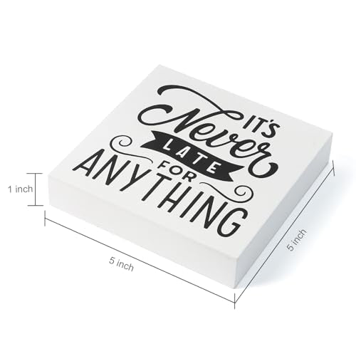 3 Pcs Inspirational Wood Box Sign Set, 5x5 Inches Motivational Quotes Wooden Blocks, Rustic Table Centerpiece Decorations - color: 3pack A