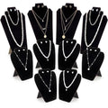 Wenqik 10 Pcs Black Velvet Necklace Display Stand 2 Size 10.9in 8.25in Tall Necklace Easel Display Set Foldable Black Velvet Jewelry Bust Easel for Jewelry Selling Vendors Shows