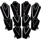 Wenqik 10 Pcs Black Velvet Necklace Display Stand 2 Size 10.9in 8.25in Tall Necklace Easel Display Set Foldable Black Velvet Jewelry Bust Easel for Jewelry Selling Vendors Shows