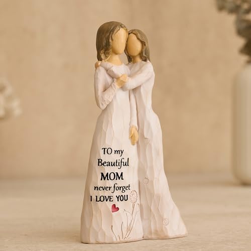 NAN ZAI NAN FANG Mother Daughter Figurine Gifts for Mom from Daughter 5.5" Resin Sculpted Hand-Painted Figure Birthday Mothers Day Thanksgiving for Moms Mother-in-Law - style: Mother and Daughter Embracing
