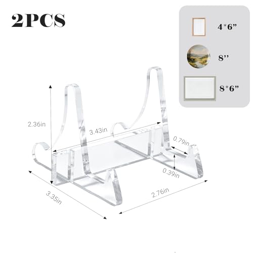 2-Pack Clear Acrylic Display Stands, 2.36-Inch Small Plate Stand for Picture Frames, Plates, Game Cards, Books, Collectibles, and More - size: 2.36IN-2 Pack