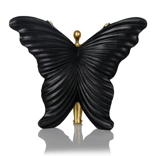Black Fairy Statues and Figurines Indoor Table Decor - Abstract Modern Home Sculpture - Resin Fairyland Fairy Statue for Home Office and Bedroom Dresser Decor