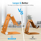 OMOTON Foldable Cell Phone Stand, C4 Portable Aluminum Phone Holder, Adjustable Phone Dock Cradle Compatible with iPhone 17/16/15 Pro Max Air, Samsung Galaxy, Small Tablets, Smart Phones, Orange - color: Orange
