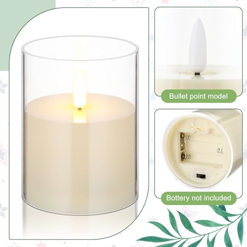 Yunlly 4 Pcs Candle Wreaths Rings Artificial Eucalyptus Wreaths Candle Holder Rings with LED Flameless Candles, 9.5" Wide for Wedding Windows Table Centerpieces, Green and White - color: Green and White, style: Classic