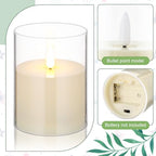 Yunlly 4 Pcs Candle Wreaths Rings Artificial Eucalyptus Wreaths Candle Holder Rings with LED Flameless Candles, 9.5" Wide for Wedding Windows Table Centerpieces, Green and White - color: Green and White, style: Classic