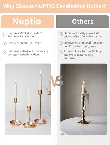 NUPTIO Taper Candle Holders for Wedding: 6 PCS Gold Matte Candles Stick Holder for Table Centerpiece - Bulk Candlestick Holders for Birthday Christmas Party Decor - color: Gold, size: 6 pcs