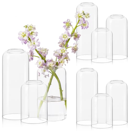 Glass Bud Vases Set of 9 - Clear Flower Vases for Centerpieces, Small Glass Vase Modern Bud Vase for Wedding Party Dining Table Centerpieces, Living Room Decorative, Home Decor - size: 9 Pcs