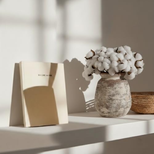 SIDUCAL Ceramic Rustic Vase, Whitewashed Terra Cotta Vase, Distressed Farmhouse Décor, Pottery Decorative Flower for Home Decor, Table, Living Room Decor, Shelf, Mantel, 7.3 Inch, Terra - color: Terra-s