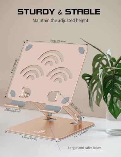 Tablet Stand, Adjustable Tablet Holder for Desk, Premium Aluminum Portable Holder for iPads, Kindle, Switch, and Smartphones, Fits 4-12" Devices Gold, Pro Size - color: Gold, size: Pro Size