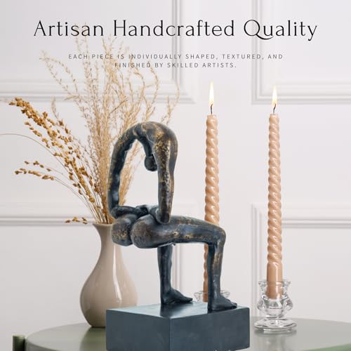 Melancholy Remembrance Sculpture – Bronze Black Lost-Wax Solid Bronze Statue, Handcrafted Hot-Cast Memorial Figurine, 6.1"x5.1"x12.6", Emotional Minimalist Art for Honoring Loved Ones - color: 12.6" Bronze Black