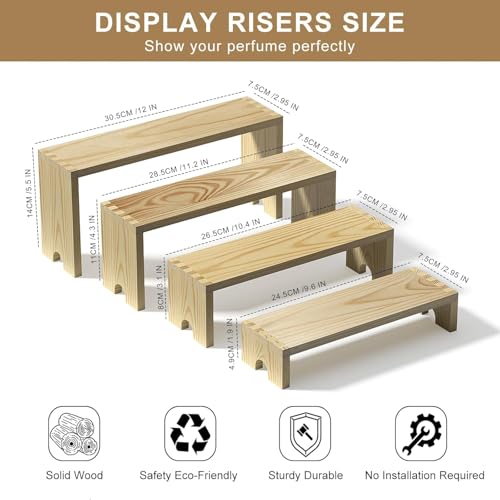 4 Set Wooden Tiered Risers Display Stands for Vendor Events,Stackable Wood Cupcake Display Stand,Farmhouse Decor Wood Dessert Table Display Set,Vendor Booth Display Items,Food Display Risers for Party - color: Original Wood, size: 4 PACK