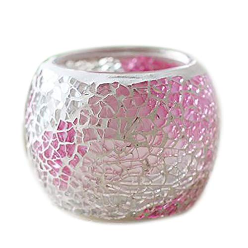 Ochine Glass Votive Candle Holder for Tealight, Romantic Stained Mosaic Tealight Candle Holders, Handmade Cracked Aromatherapy Candle Lamp for Table Centerpiece, Valentine's Day, Home Decor - color: A