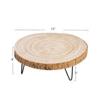 Creative Co-Op Large Paulownia Wood Pedestal with Metal Legs - color: Raw Finish, size: 11"