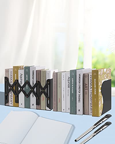 MSDADA Adjustable Bookends, Bookends for Heavy Book, Expandable Book Organizer for Office, School, Libraries, Extends up to 19 inches (Black) - color: Black