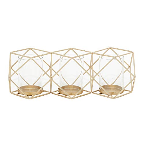 Deco 79 Modern Metal Solid Candle Holder, 15" x 5" x 5", Gold - size: 15"L x 5"W x 5"H