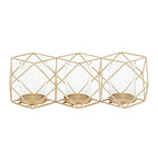 Deco 79 Modern Metal Solid Candle Holder, 15" x 5" x 5", Gold - size: 15"L x 5"W x 5"H