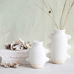 Creative Co-Op Abstract Stoneware Vase, White Volcano Finish - size: 6" H