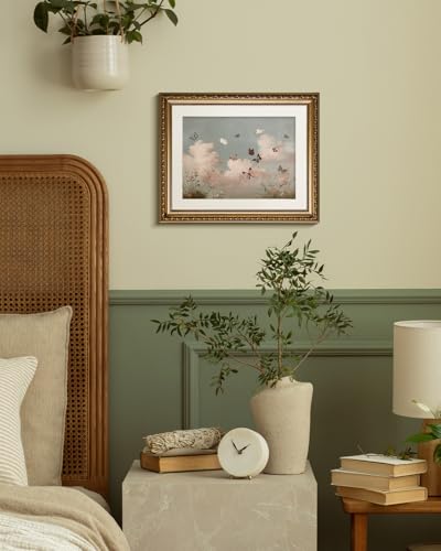 InSimSea Gold Picture Framed Wall Art, Living Room Vintage Butterfly Cloud Nursery Wall Decor, Field Landscape Canvas Print Art, Home Farmhouse Decor, Antique Paintings with Frame 13x16inch - color: Butterfly Realm, size: 16"L x 13"W
