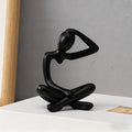 Abstract Thinker Statue, White Minimalist Abstract Sculpture Statue, Modern Art Decoration for Home Office Desk Decoration (Black Style C)