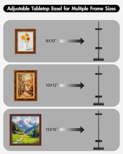 Rofio Adjustable Tabletop Easel Stand, Picture Easel Stand up to 17” H, Metal Picture Frame Holder for Artwork, Photo, Signs & Certificates (Black) - color: Black