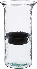 First of a Kind Glass Hurricane Pillar Candle Holder with Rustic Metal Insert, Perfect as a Centerpiece (Medium) - size: 15" Tall Clear