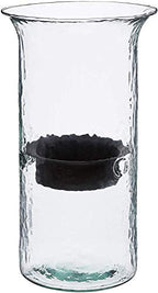 First of a Kind Glass Hurricane Pillar Candle Holder with Rustic Metal Insert, Perfect as a Centerpiece (Medium) - size: 15" Tall Clear