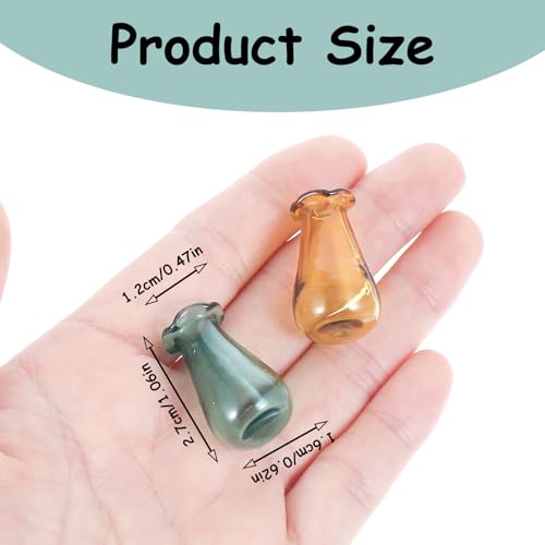 Andibro 2Pcs Cat Whisker Vase, Mini Vases for Flowers Miniature Vase Small Glass Vases Cat Whisker Holder Cat Memorial Gifts for Dog Or Cat Hair Keepsake Micro Landscape DIY Ornament (Green + Yellow)