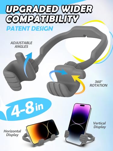 Stocking Stuffers for Teens Boys Girls Cell Phone Stand: Upgrade Adjustable Thumbs Up Lazy Phone Holder for Desk Fun Birthday Gifts for Grandma Adults Husband from Wife (Grey, 1) - color: Grey