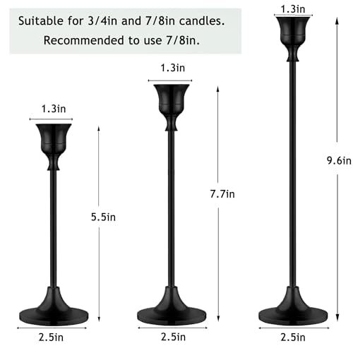 6PCS Black Candlestick Holders Taper Candle Holders Metal Candle Sticks Holder Decor for Halloween Friendsgiving Thanksgiving Decorations Christmas Dinning Table Fireplace Home - color: Black