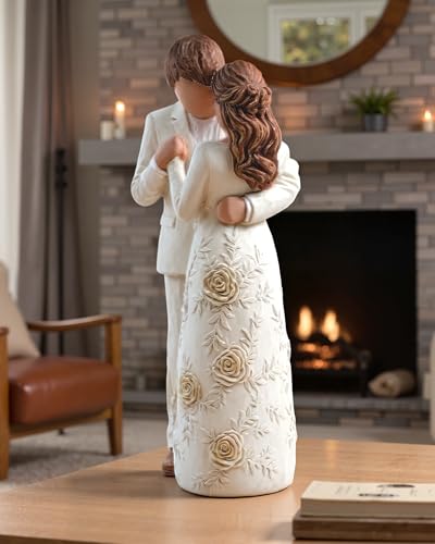 Romantic Couple Figurine Resin Lover Statue, Wedding or Engagement Gifts for Couples, Idea, Romantic Home Decor Sculpture for Wife Girlfriend (Couple Resin Figurines)