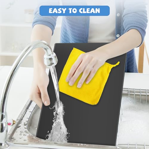 Mymonfif Tempered Glass Cutting Board for Kitchen, Black Glass Board for Countertop, Heat Resistant, with Non-Slip Feet, 12x16" 1Pcs - color: 1Pcs Black