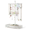 Meangood Jewelry Organizer Stand, 15.6" H Jewelry Tree Display Holder Stand for Bracelets Necklaces Earrings Rings, Gift for Women Girls (White) - color: White