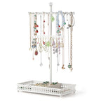 Meangood Jewelry Organizer Stand, 15.6" H Jewelry Tree Display Holder Stand for Bracelets Necklaces Earrings Rings, Gift for Women Girls (White) - color: White