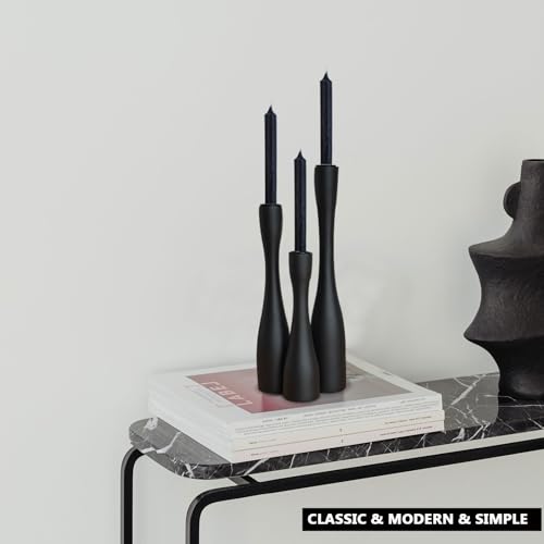 Candle Holder Black Candlestick Holders 3,Tall Taper Candle Holders Set of 3 for Candlesticks(12"/10"/7.5" H),Modern Farmhouse Candle Stick Candle Holder for Decor - color: Matte Black (12"+10"+7.5")