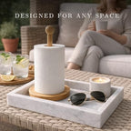 Bey-Berk White Marble Napkin Holder, 5.75"L x 1.75"W x 9"H - Guest Towel Tray for Bathroom, Kitchen Counter, and Outdoor Use - color: White