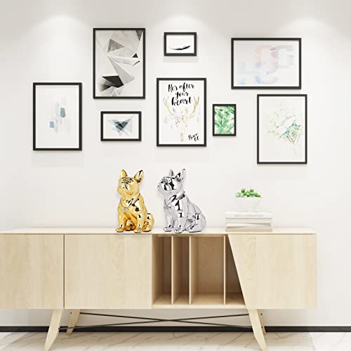 suruim Luxury French Bulldog Statue Collection - Gold/Silver/Black Chrome Dog Sculpture, Decorative Dog Statue for Home Decor & Gift (Electroplated Gold, 12in) - color: Electroplated Gold, size: 12in
