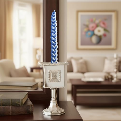 Nickel Havdalah Candle Holder 5.6 Inches Octagon Havdalah Candle Holder, Elegant Jewish Hanukkah Candleholder Stand - color: Octagon Havdalah 3
