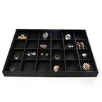 Oirlv Stackable Jewelry Organizer Tray Premium Leather 24 Grid Jewelry Drawer Organizer Dresser Tabletop Trinket Earring Ring Storage - style: P01703