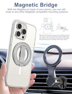EWA MagOne 3rd Gen [Compatible with MagSafe] Phone Grip Stand with Finger Strap, Removable Magnetic Ring Holder Kickstand Loop for iPhone 17,16,15,14,13,12 Series (Silver) - color: Silver