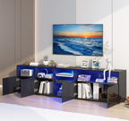 jiteentarou 79IN LED TV Stand for 75/80/85inch TV,High Glossy Modern TV Stand for Living Room,TV Entertainment Center with Adjustable Storage Shelf,RGB LED Lighting,TV Console(Black) - color: Black