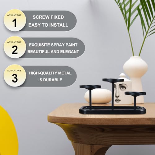 3arms Pillar Candle Holder Tray, Metal Black Candlestick Holder, Candle Holders Set of 3, for Dining Room, Table Centerpiece Decor,Decorative Tray - size: pillar's 3arms