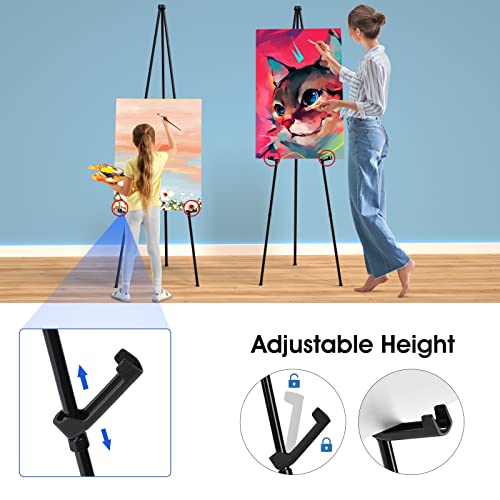 Portable Art Easel Stand 63 Inches - Black Picture Stands for Display w/Bag - Tabletop Art Easel Stand for Sign, Wedding Signs, Poster Stand, Painting Canvas Stand - Metal Tripod, Easels for Display - style: 63 Inch Anthracite Black (1 Pack)