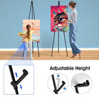 Portable Art Easel Stand 63 Inches - Black Picture Stands for Display w/Bag - Tabletop Art Easel Stand for Sign, Wedding Signs, Poster Stand, Painting Canvas Stand - Metal Tripod, Easels for Display - style: 63 Inch Anthracite Black (1 Pack)