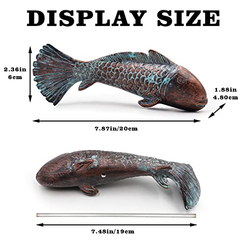 Antique Luminous Outdoor Koi Fish Statues - Resin Koi Fish Yard Art Decor for Garden, Patio, Lawn, Pond
