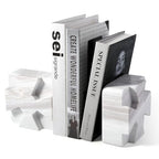 Decorative Square Marble Bookends for Heavy Books – Unique Book Ends for Shelves – Modern Aesthetic Book Holder/Stopper with Non-Slip Pads for Chic Home, Office, or Library Decor, Volakas - style: Square-Volakas