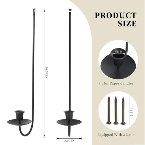 Wall Candle Holder Set of 2, Stylish Black Metal Wall Mount Candle Sconces, Modern Wall Decoration for Living Room, Farmhouse, Fireplace, and Christmas Decor - color: Single-arm 2pcs