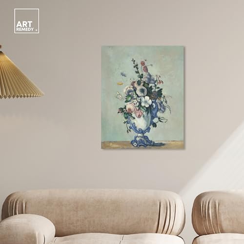 Art Remedy Paul Cezanne-Flowers In A Rococo Vase Vintage Classic Canvas Wall Art, Gallery Wrapped, 20"x24" - color: Gallery Wrapped, size: 24"L x 20"W